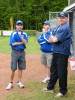 Chattin while Dante warms up on mound